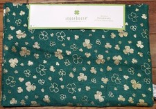 Set/4 Storehouse Placemats Jute Green Metallic Gold Clovers Shamrocks NEW