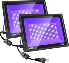 400W LED Black Flood Lights 2 Pack Outdoor Plug Blacklight