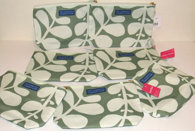 7 Green Flora The Cosmetics Company Store Bags Toiletry Travel Makeup Set Lot