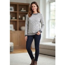 Dale of Norway Merino Wool Fair Isle Snowflake Sweater Gray Button Side Size S