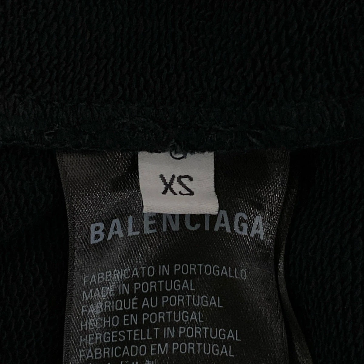 Felpa con cappuccio pullover danneggiata ricamo logo BALENCIAGA originale 742603 TOVF3 nero 