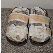 Joyfolie Baby Girls Sparkle Bow Cork Footbed Sandals Baby Size 4 NEW