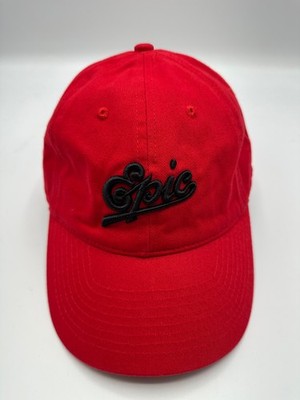 Epic Records Logo #BEEPIC Tag Red Adjustable Baseball Cap Hat One Size