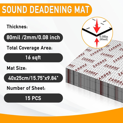 80 Mil (2Mm) 16 Sqft Sound Deading Material for Cars , 15 Pcs Butyl Automotive S - Picture 2 of 12