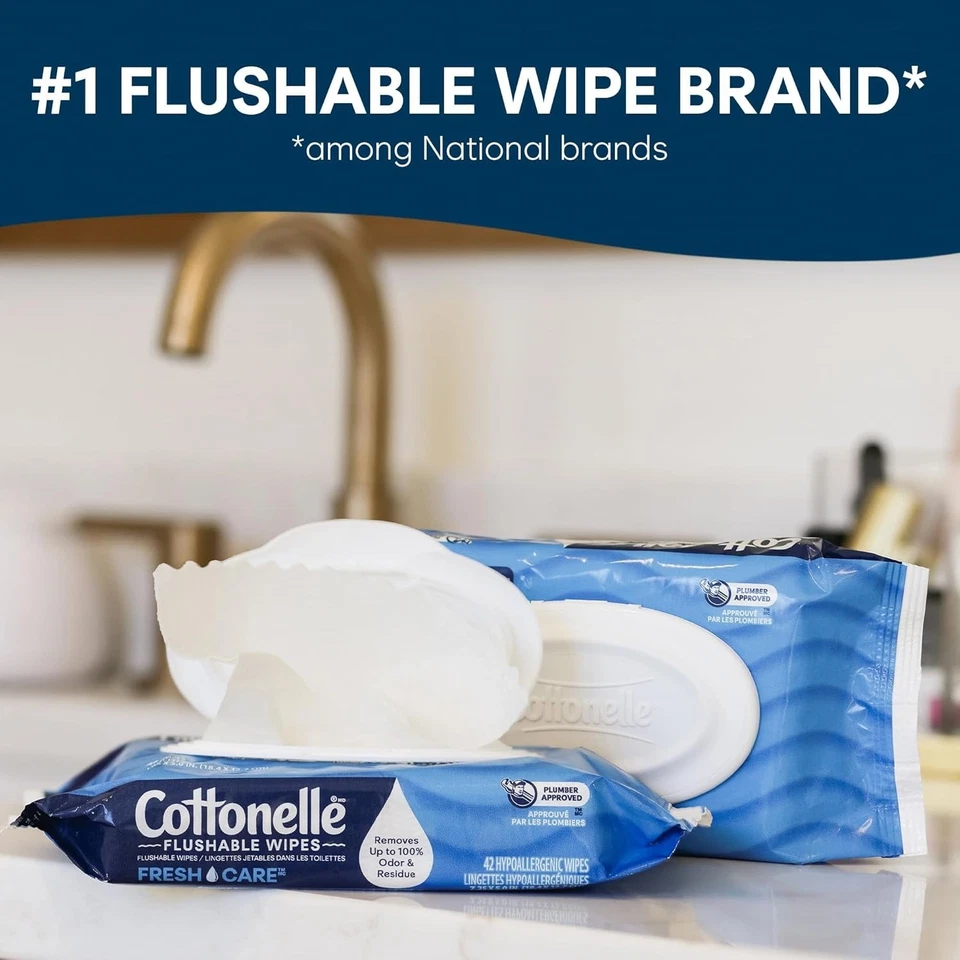 Cottonelle Fresh Feel Flushable Wet Wipes, Adult Wet Wipes, 8 Flip-Top Packs, 42 - Image 2 of 4