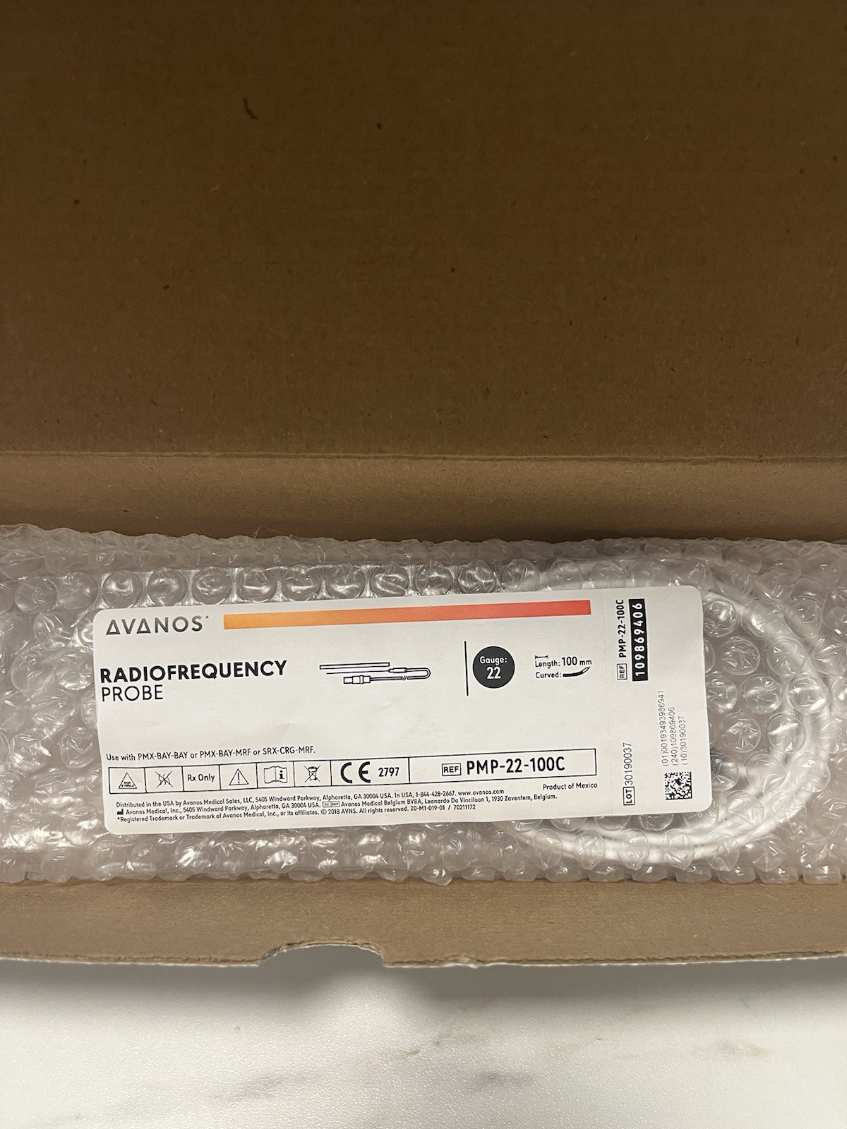 Avanos Radiofrequency Probe. Gauge 22. Curved PMP-22-100C. Sealed Package ￼￼