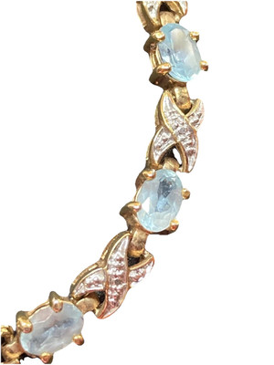 Prime Art Jewels PAJ Sterling Silver Tennis Bracelet  Light Blue Topaz Stones 7 