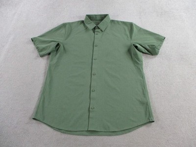 Lululemon Shirt Mens Large Green Airing Easy Button Up Performance Short Sleeve