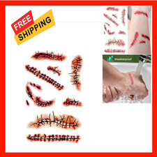 Halloween Temporary Tattoos 10 Sheets Scars Fake Tattoos for Zombie Costume