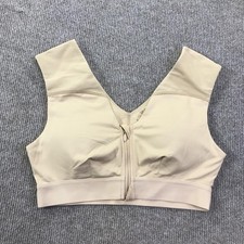 Tommie Copper Shoulder Support Sports Bra Womens Medium Nude Beige Zip Front