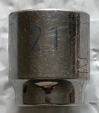 MATCO TOOLS B21M6A, 3/8" DRIVE, 21MM. SOCKET, SHALLOW, 6 POINT.