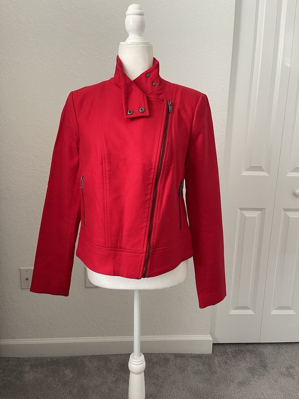 New Banana Republic Red Asymmetrical Cotton Jacket Size M