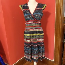 Marc Jacobs Women’s Multi Color Print Dress Sz S Cap Sleeves Unique Style