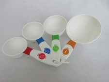 4 Piece Color Coded Measuring Cup Set plastic stackable ring 1/4, 1/3, 1/2 1 cup