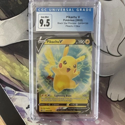 Pokémon TCG Pikachu V Black Star Promo SWSH198 CGC 9.5 Graded Card 2022