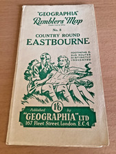 Vintage "Geographia" Ramblers Map No 8 Country Round EASTBOURNE