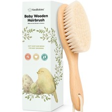 Wooden Baby Hair Brush - Cradle Cap Baby Brush with Soft Goat Bristles, Perfect