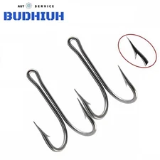 10pcs 7982 Stainless Steel Strong Double Hooks Fishing Hooks Saltwater 4/0-10/0