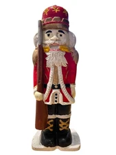 Cast Iron Nutcracker Painted Vintage Toy Soldier Doorstop Statue Christmas