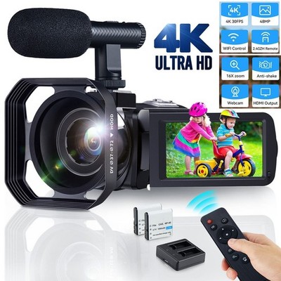 4K HD 48MP Video Camera Camcorder WiFi LED Fill Light 3'' IPS Screen 16X Zoom US