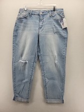 Time And Tru Womens Jeans 14 Blue Regular Mid Rise Boyfriend Distressed Denim