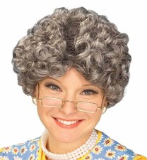 Yo Momma Wig Mama's Family Old Woman Grey Gray Halloween Adult Costume Accessory