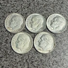 LOT OF 5 - 1963 D ROOSEVELT DIMES 90% SILVER