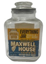 Vintage Maxwell House Everything Jar Glass Canister w/ Lid Coffee Advertising