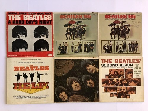 6 Lot Beatles (5) 1964-1965 and (1) Reissue Second Album 1976 LPs
