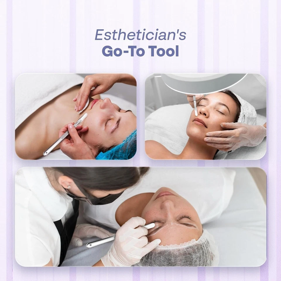 Kit completo de cuchillas afiladas de dermaplaning 10R con mango de acero inoxidable y hemostato Foto 4 de 4