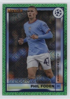 2022 Merlin UEFA Club Competitions Green Mojo Refractor /99 Phil Foden #93 14md