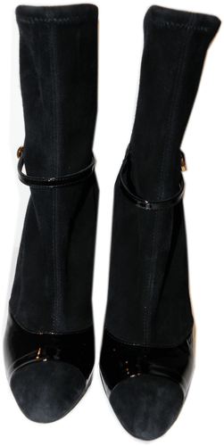 Sergio Rossi Black Stretch Suede Platform Ankle Boot  Bootie 39.5 Pump New - Picture 5 of 7