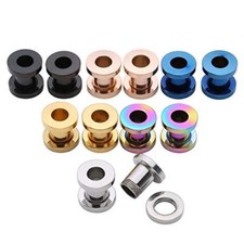 Stainless Steel Screw Fit Double Flare Ear Tunnel Stretcher Taper Plug 3-18mm