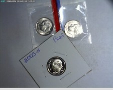 2005 PDS Roosevelt dimes Unc in mint cello and Proof