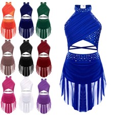 UK Girl's Ballet Lyrical Dance Dresses Gymnastics Leotard Performance Costumes