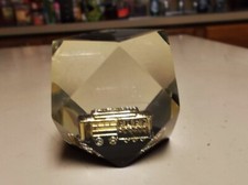 VINTAGE PAPERWEIGHT SILVER SAN FRANCISCO STREET CAR INSIDE FACETED LUCITE