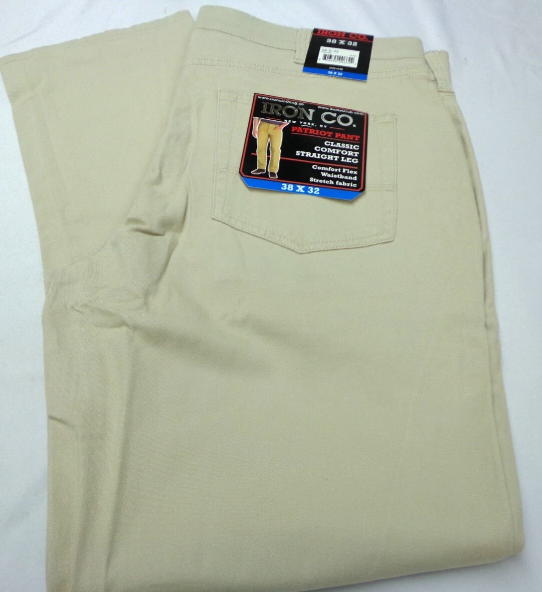 Iron Co. Men's Classic Stretch Comfort Patriot Pants 'Dune' Cream Color 38 x 32