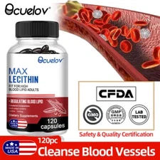 Max Lecithin -1200 Mg - Non-GMO- 30/60/120 Capsules-Regulate blood lipids