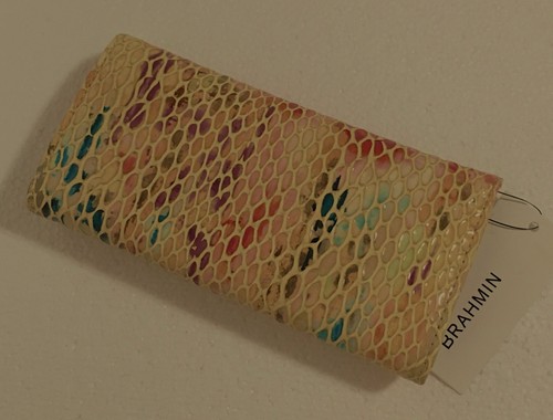 Brahmin JUNIE VERONICA Trifold Envelope Leather Wallet Multi Tan Red Teal NWT - Picture 7 of 9