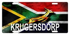South Africa Flag License Plate African Springbok Emblem KRUGERSDORP