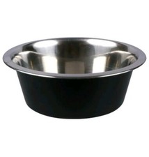 Large Dog Bowl NON-SKID Black  Stainless Steel 8in 52oz Food / Water Dish
