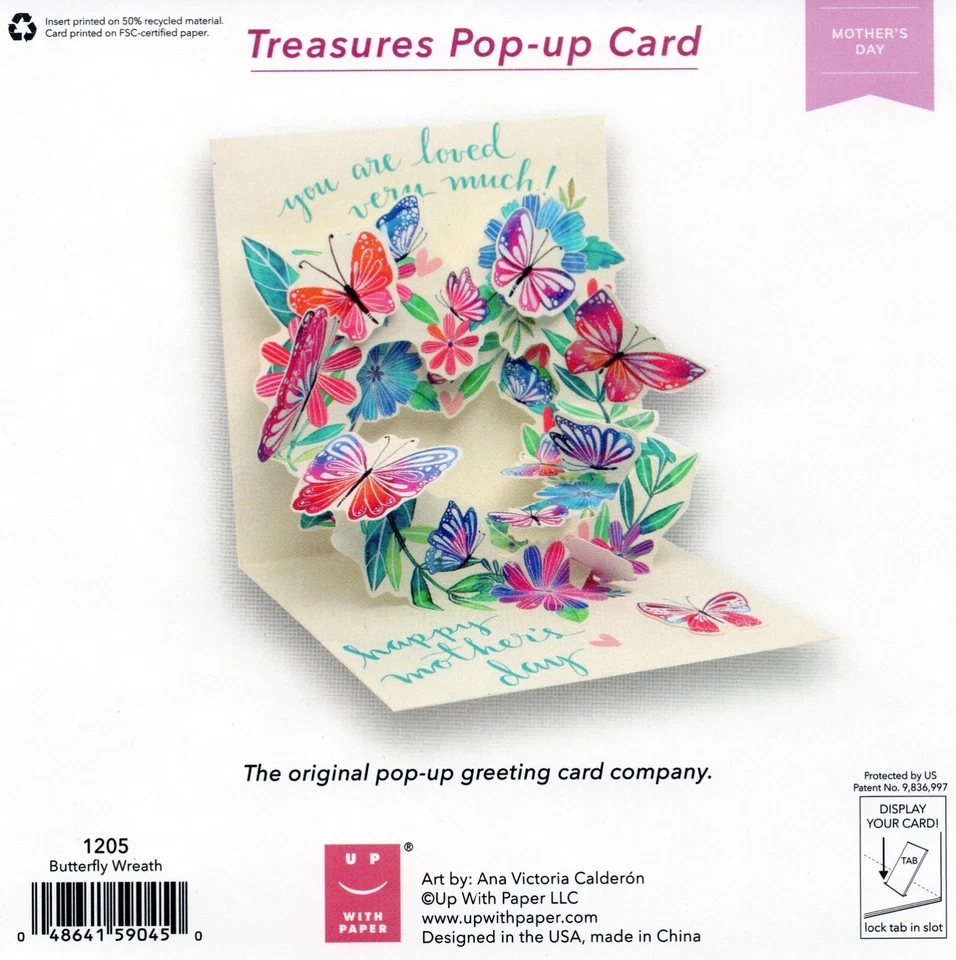 MOTHER'S DAY Pop-Up Card, Butterfly Art by Ana Victoria Calderon — Up With Paper - Image 3 of 4