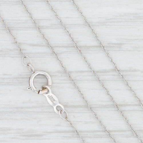 Nuovo Blu Diamante Bianco Collana con Pendente a Cuore 14k Oro 18 " Corda Catena - Foto 3 di 4