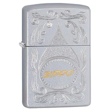 Zippo Lighter: Engraved Fuel Drop - Satin Chrome 81607