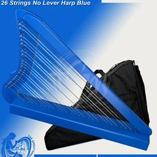 26 String Fullsicle Harp Blue Lightweight No Lever Harp W Bag Tuning Key Strings