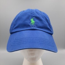 Vintage Polo Ralph Lauren Leather Strapback Blue Baseball Hat Cap
