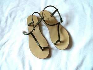 dark green flat sandals