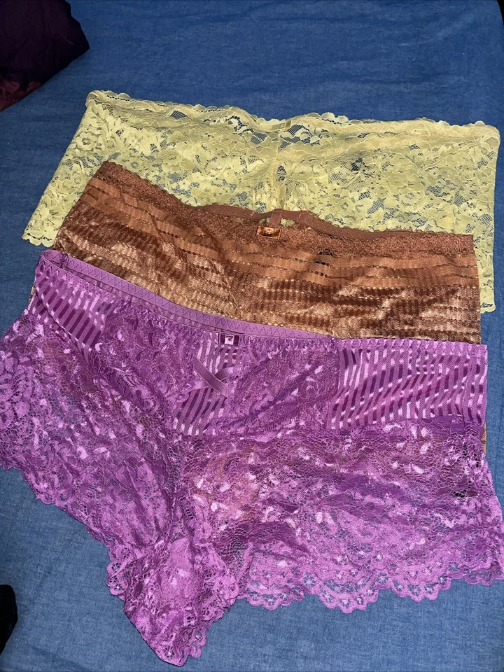 3 PANTALONES NEGROS FUCSIA de SECRET LACE LLC Talla Grande 3X ENCAJE TRANSPARENTE Funciona Pequeño Foto 2 de 2