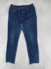 D. Jeans Womens 12 Blue Denim Skinny Raw Hem High Rise Cotton Blend 29x24