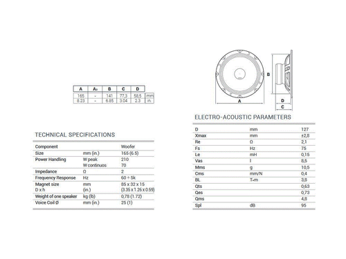 Audison Prima AP 6,5 2 Ohm 16 cm Tief-Mitteltöner Paar - Bild 2 von 2